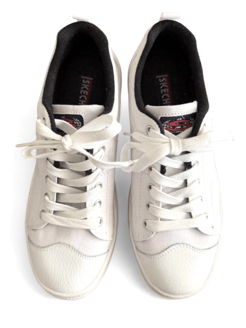 Skechers Men's Cream and Black Low-Top Lace-Up Sneakers